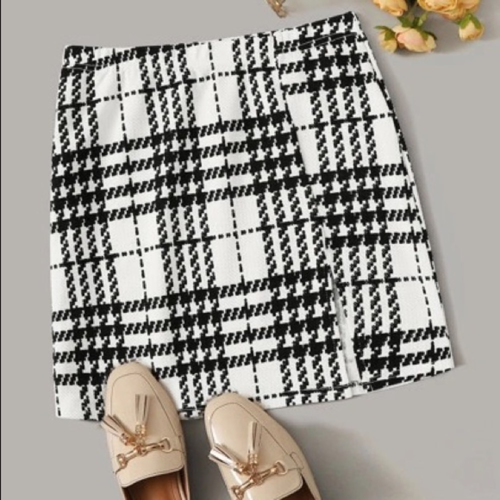 houndstooth pattern mini skirt
